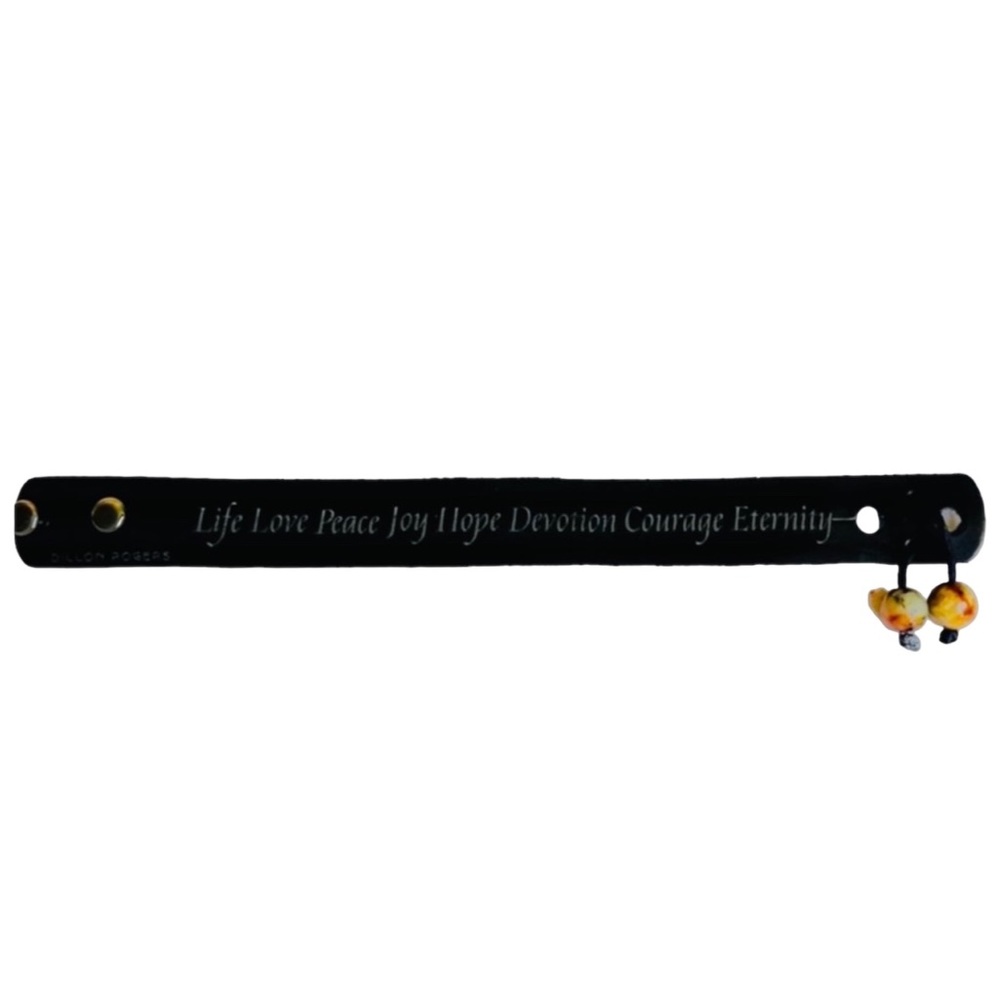 Dillon Rogers Black Leather Inspirational Engraved Bracelet